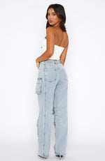 Wish That I Could Mid Rise Straight Leg Jeans Light Blue Wash