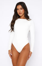 Attracted To You Long Sleeve Bodysuit White