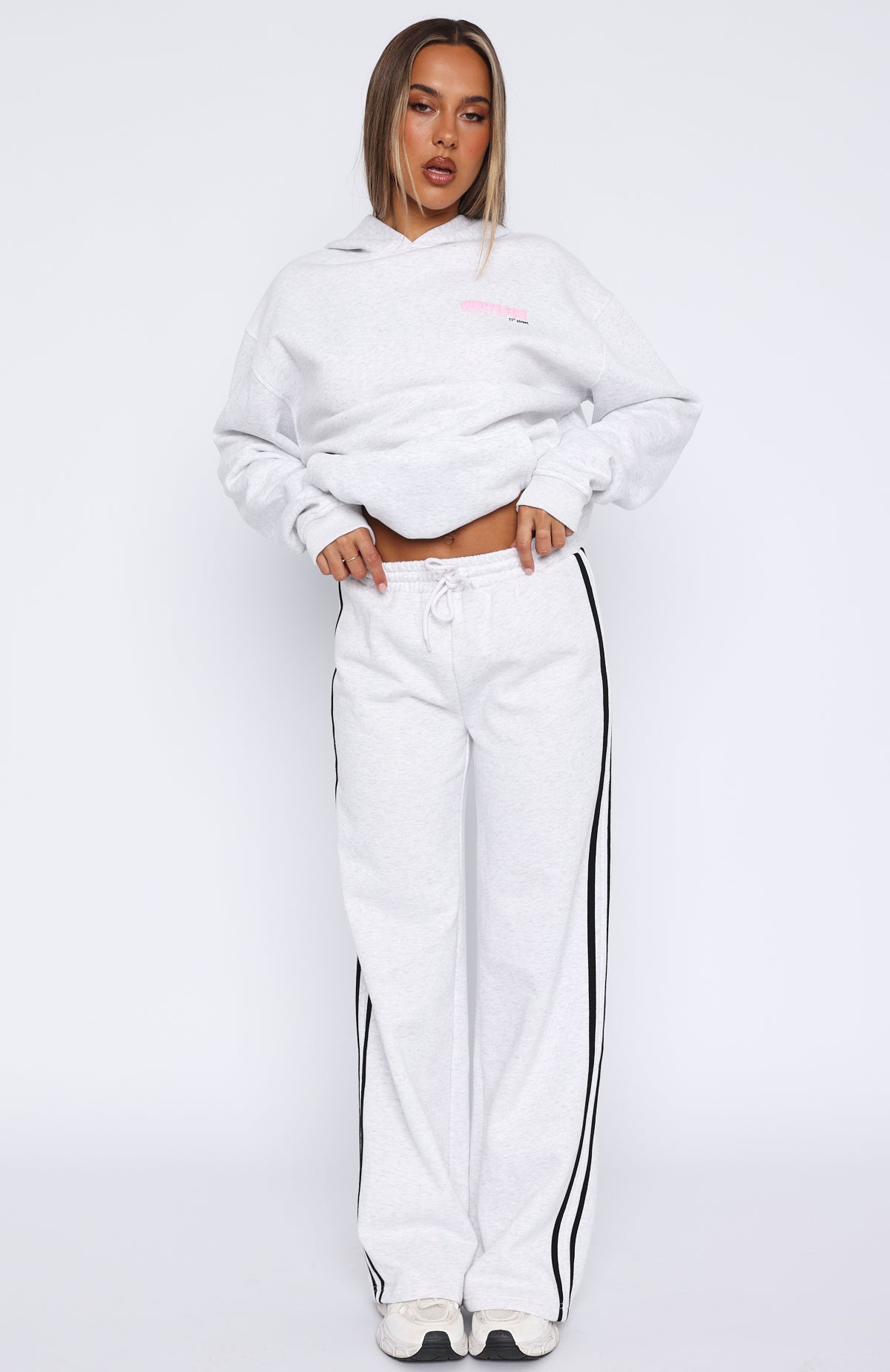 11th Street Out & About Wide Leg Sweatpants Glaze | White Fox