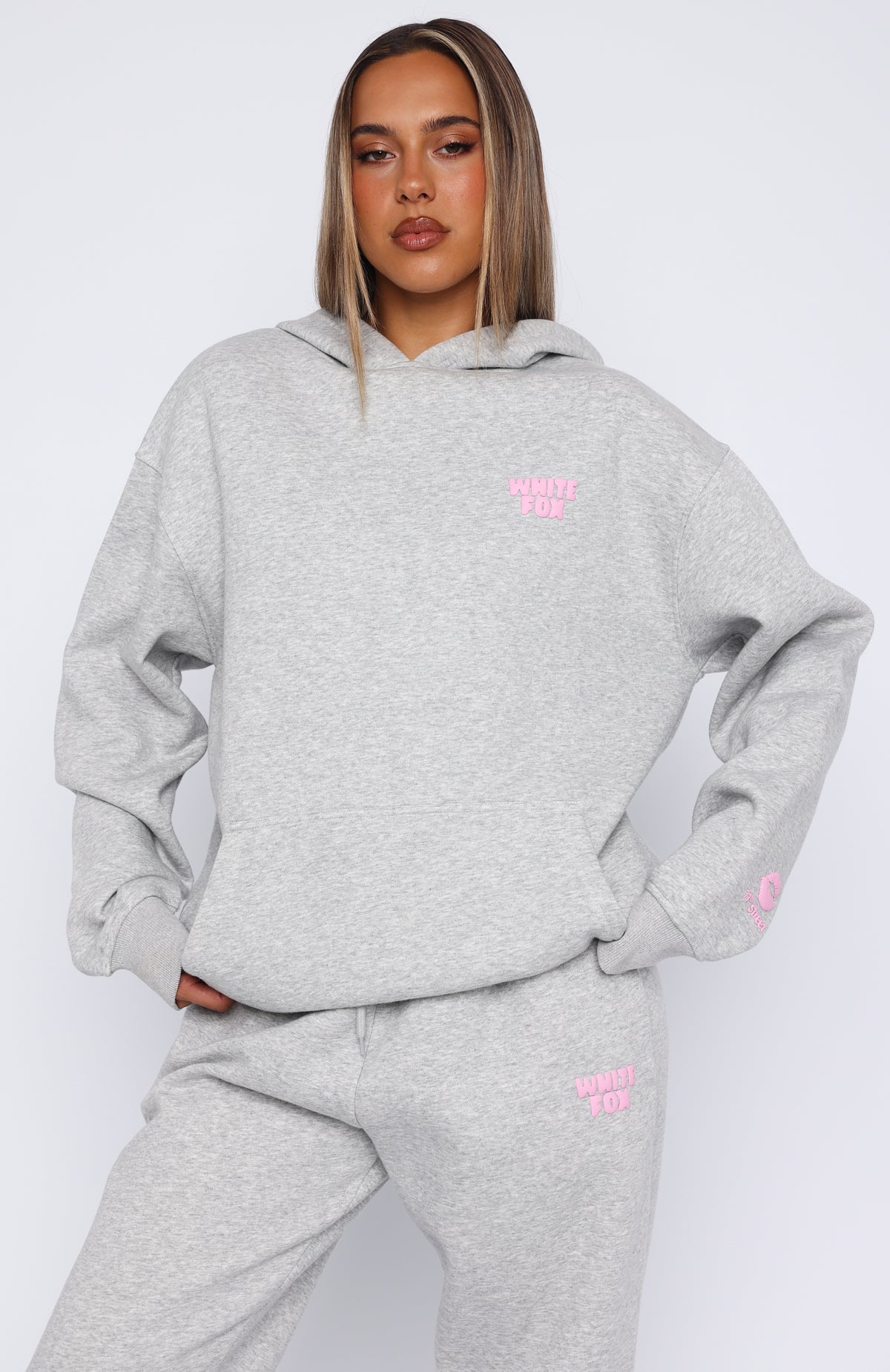 11th Street Keeping It Real Oversized Hoodie Jelly Bean | White