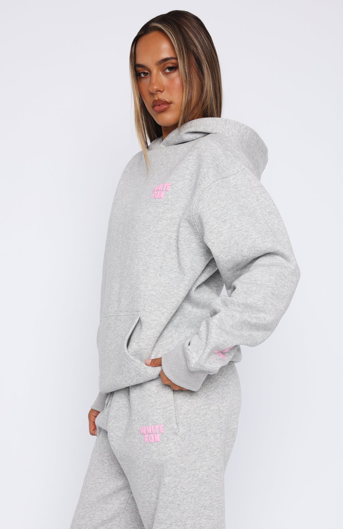 11th Street Keeping It Real Oversized Hoodie Jelly Bean | White 