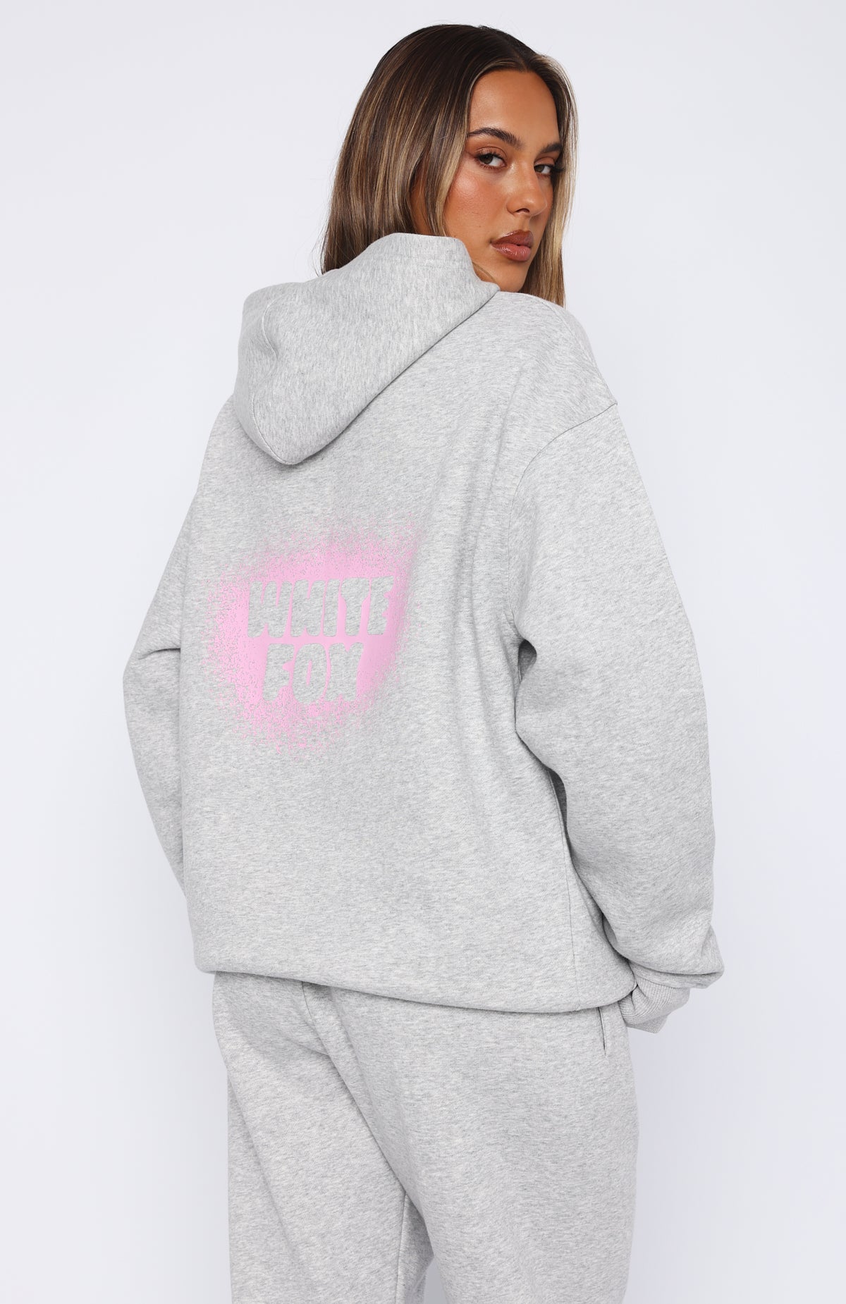 11th Street Keeping It Real Oversized Hoodie Jelly Bean | White
