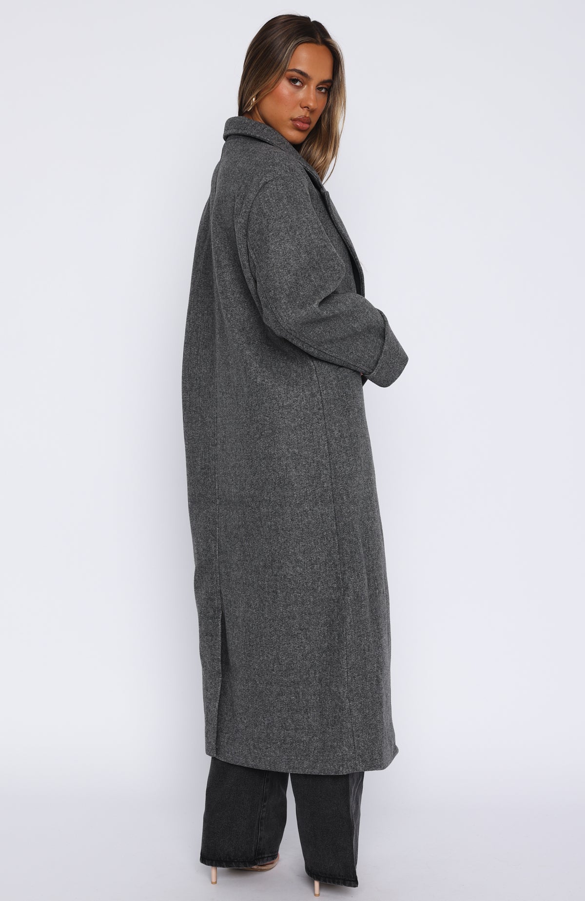 Winter Holiday Oversized Coat Charcoal | White Fox Boutique US