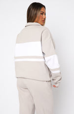 Decade Classics Varsity Zip Front Sweater Moon/White