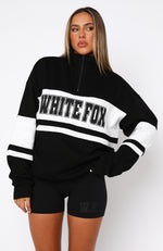 Decade Classics Varsity Zip Front Sweater Black/Grey Marle