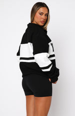 Decade Classics Varsity Zip Front Sweater Black/Grey Marle