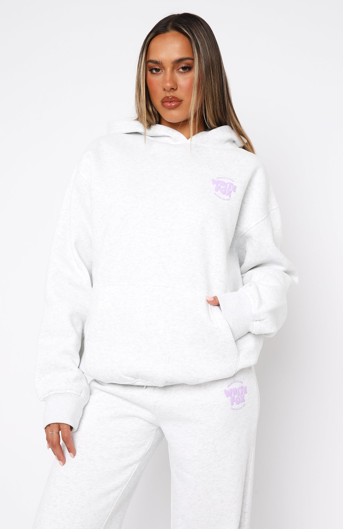 With Love For You Oversized Hoodie Grey Marle | White Fox Boutique US
