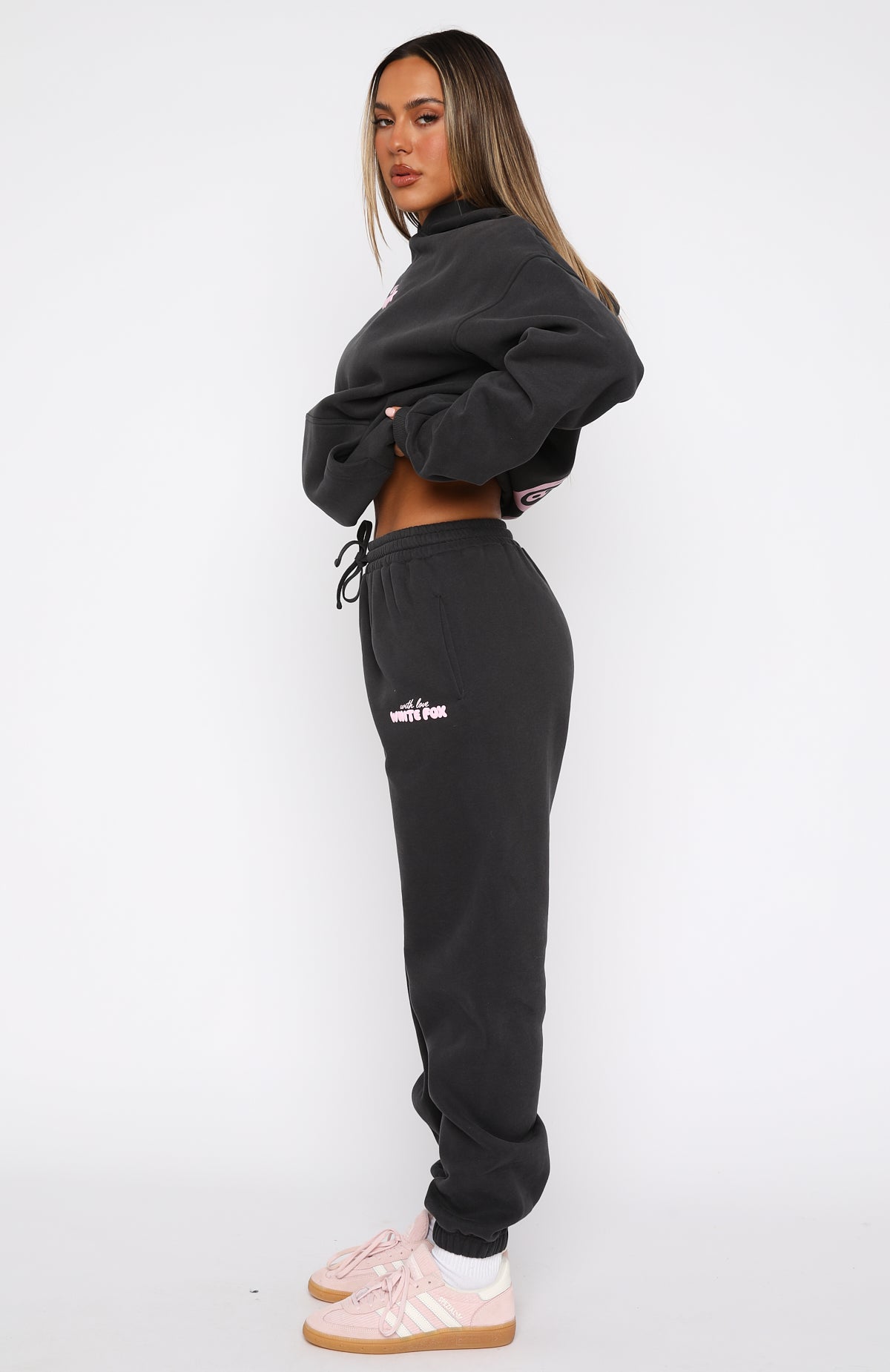 With Love In The Moment Sweatpants Charcoal | White Fox