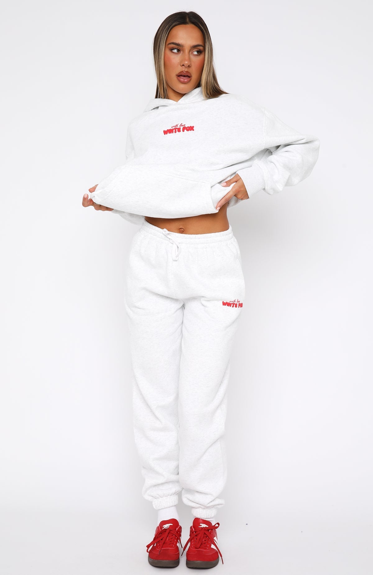 With Love In The Moment Sweatpants Grey Marle | White Fox Boutique US