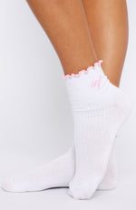Me Time Socks White/Pink