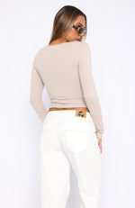 Better Than Ever Long Sleeve Top Taupe