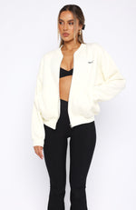 Doesn't Bother Me Zip Front Sweater Cream