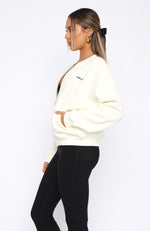 Doesn't Bother Me Zip Front Sweater Cream
