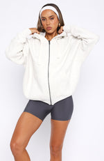 Everything You Want Zip Front Hoodie Grey Marle