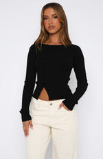 Notice Me Long Sleeve Top Black