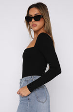 Pretty Picture Long Sleeve Bodysuit Black