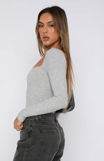 Pretty Picture Long Sleeve Bodysuit Grey Marle