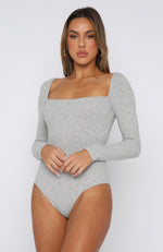 Pretty Picture Long Sleeve Bodysuit Grey Marle
