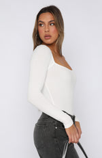Pretty Picture Long Sleeve Bodysuit White