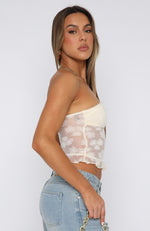 Prove You Wrong Strapless Lace Top Cream