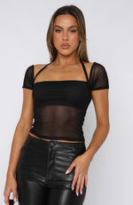 Without A Doubt Mesh Top Black