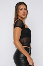 Without A Doubt Mesh Top Black