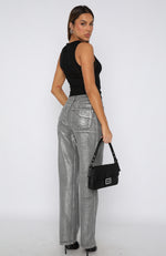 Feels Like Forever Low Rise Straight Jeans Metallic Denim