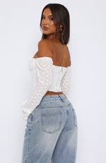 Keep Going Up Long Sleeve Bustier Off White