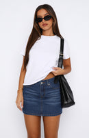 Know It All Low Rise Denim Mini Skirt True Blue