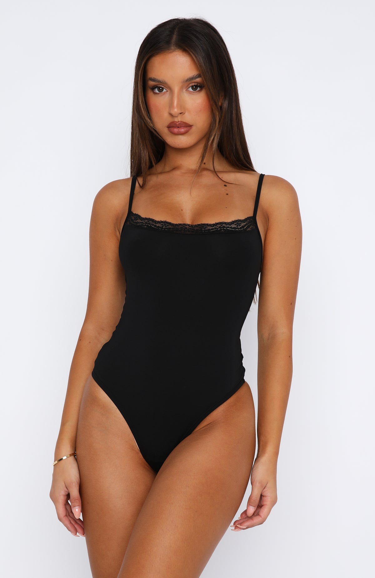 Clocked In Bodysuit Black White Fox Boutique US