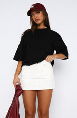 Know It All Low Rise Denim Mini Skirt White