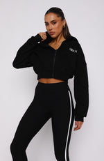 Stepping Out Cropped Hoodie Black