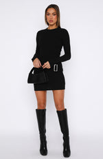 No Option Long Sleeve Mini Dress Black