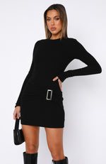 No Option Long Sleeve Mini Dress Black