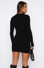No Option Long Sleeve Mini Dress Black
