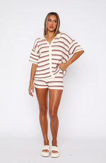 Behind The Scenes Striped Shorts Neutral Blush