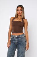 Out Of Touch Halter Top Chocolate