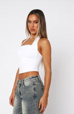 Out Of Touch Halter Top White