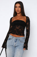 Sweet Lovin' Lace Top Set Black