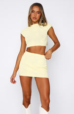 So Much Hype Mini Skirt Lemon