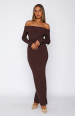 Don't Call Me Anymore Long Sleeve Maxi Dress Chocolate