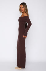 Don't Call Me Anymore Long Sleeve Maxi Dress Chocolate