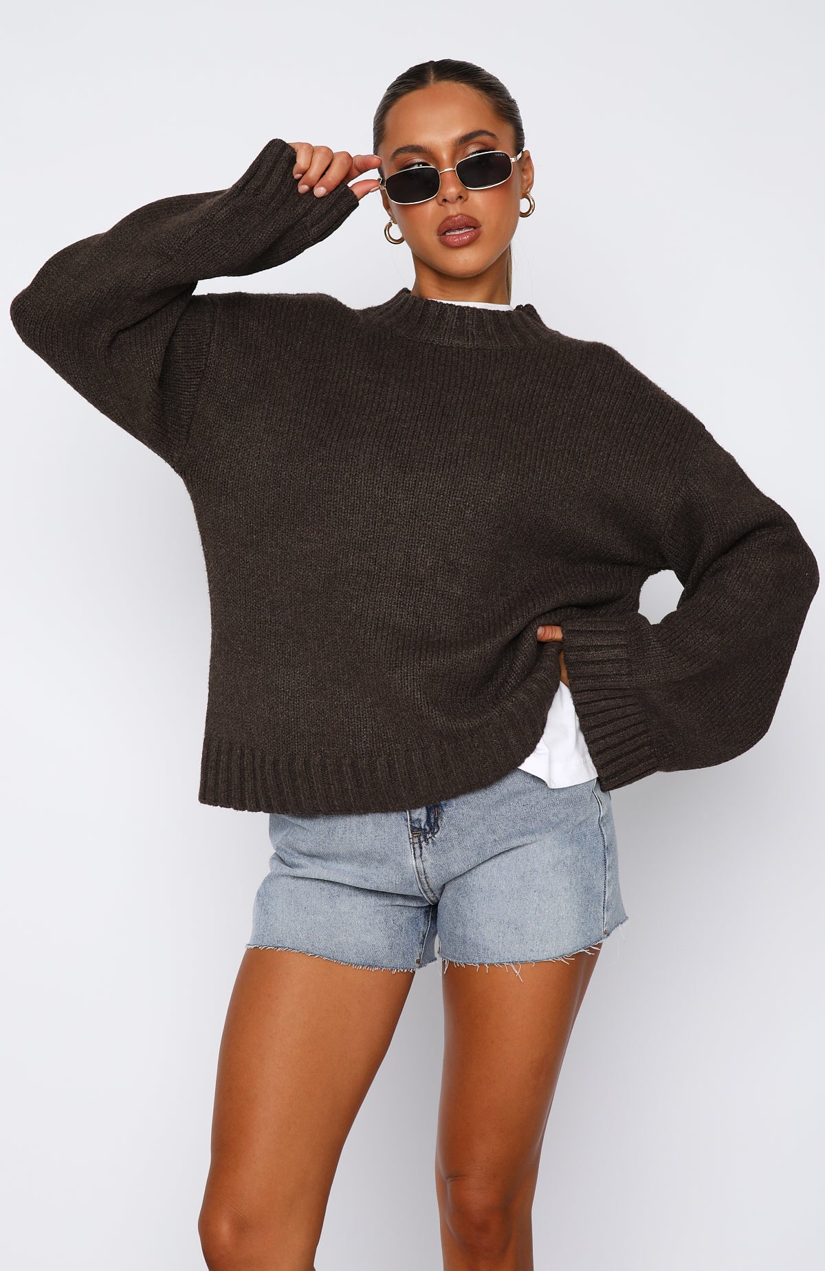 Winter's Chill Knit Sweater Chocolate | White Fox Boutique US