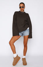 Winter's Chill Knit Sweater Chocolate