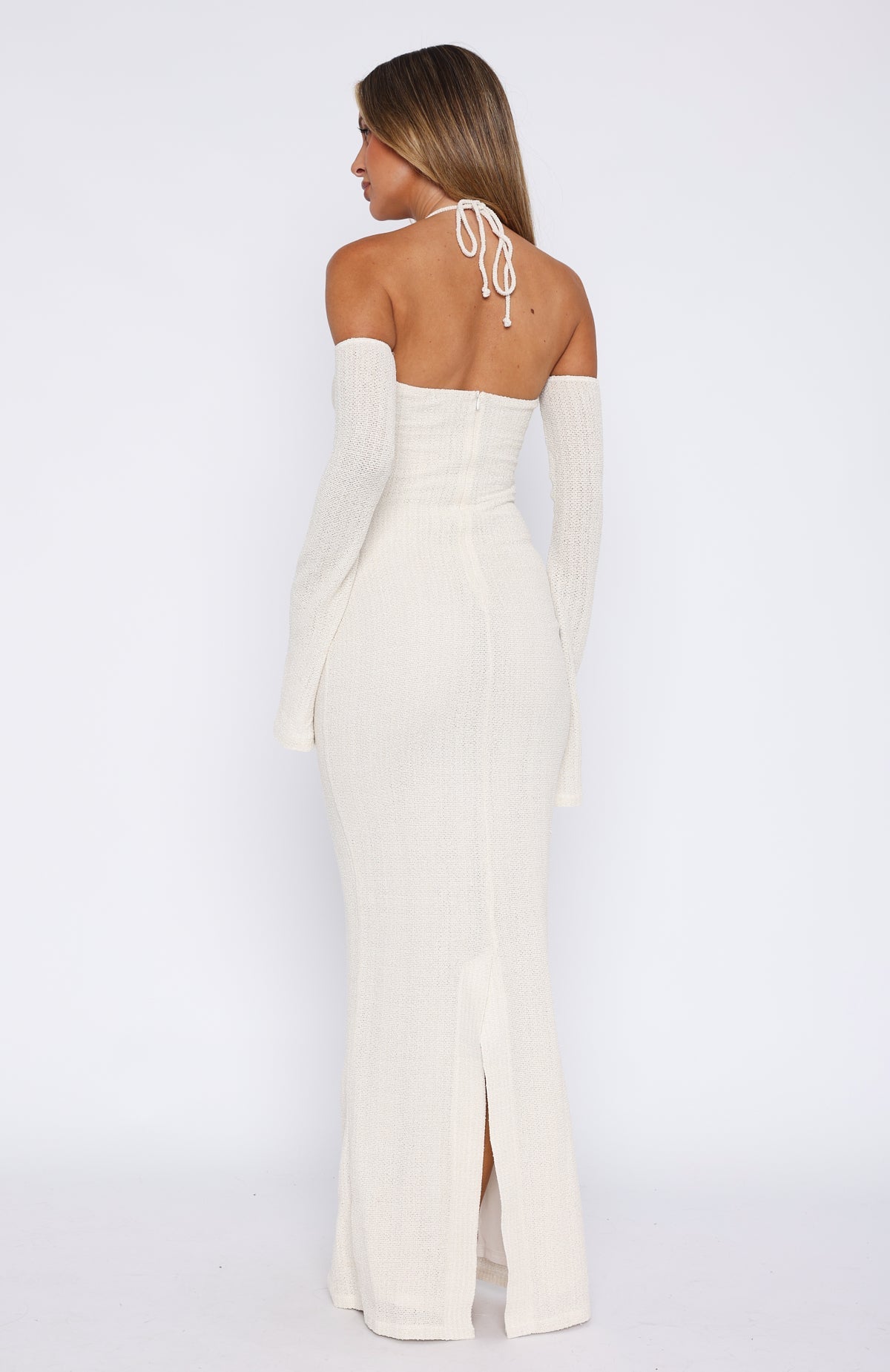 knee length dresses for ladies White Ruffle Long Sleeve Dress White (Without Plaid) / L main image 0