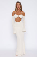 white christmas dresses To The Beach Long Sleeve Maxi Dress Cream