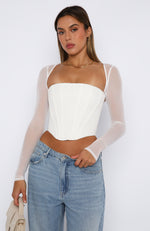 Notice Me Long Sleeve Bustier White