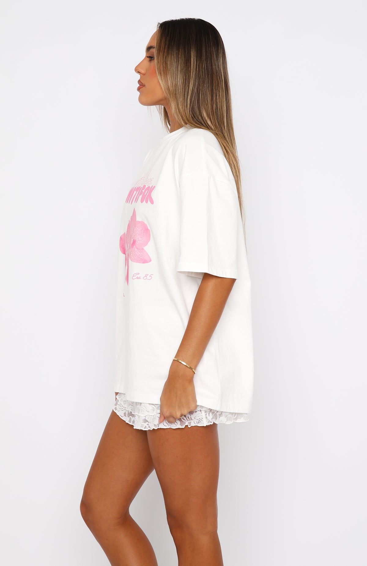 With Love Forever Oversized Tee White/Pink | White Fox Boutique US