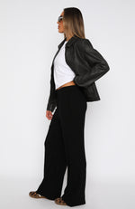 Fool For You Ribbed Pants Black