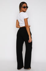 Fool For You Ribbed Pants Black